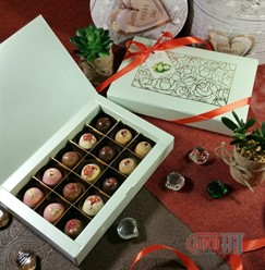 Набор конфет ассорти 15шт с ягодами и орехами в коробке книжке
